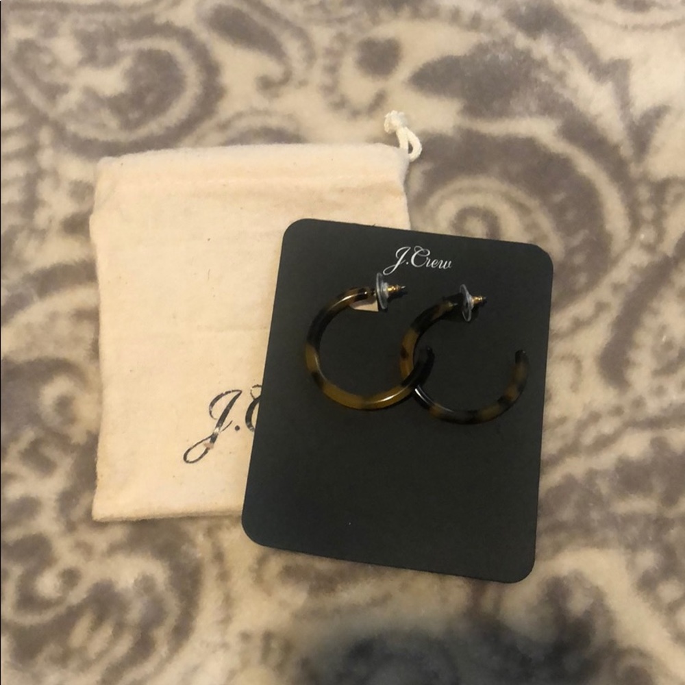 J Crew plastic tortoise hoop earrings